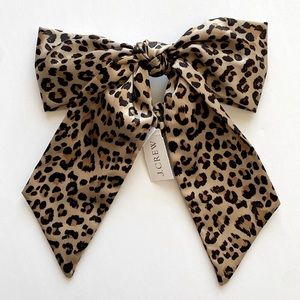J. Crew Satin Scrunchie with Bow Satin Leopard